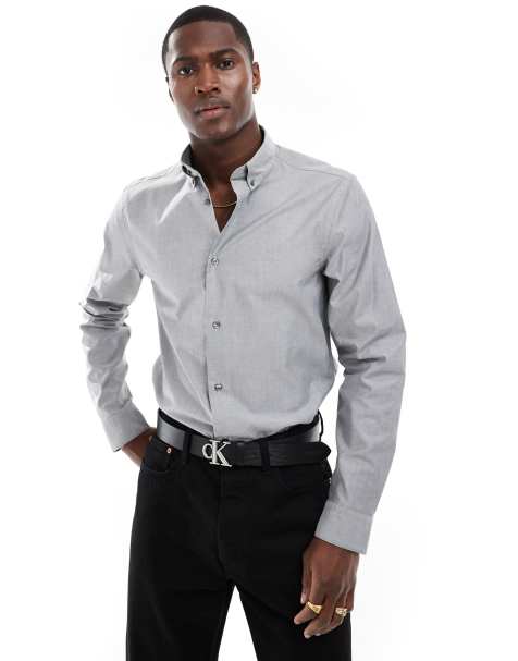 Calvin Klein - Chemise Oxford - Gris - view 1