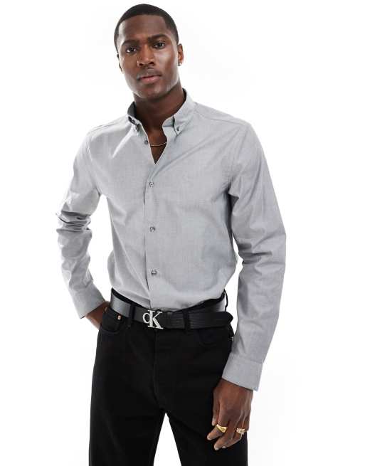 Calvin Klein - Chemise Oxford - Gris