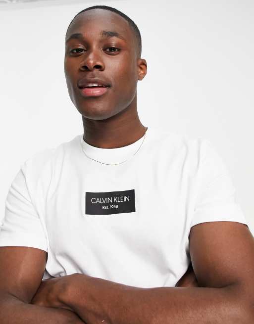 Calvin Klein chest box logo t shirt in white