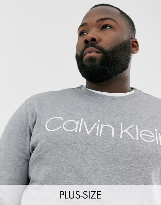 Calvin Klein chest logo crewneck sweatshirt in grey marl