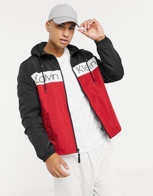 Red calvin klein clearance windbreaker