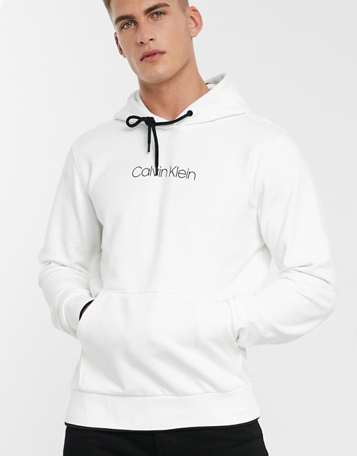 Calvin Klein chest logo hoodie in white