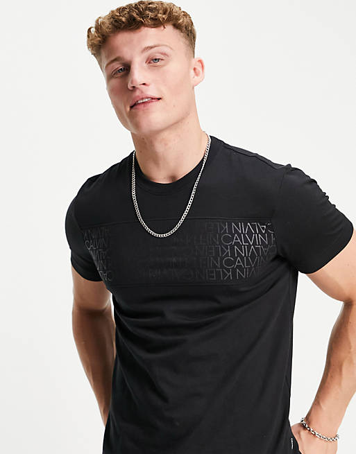 Calvin Klein chest logo lines t-shirt in black