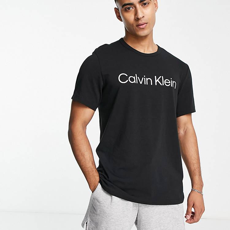Calvin Klein chest logo lounge t-shirt in black co-ord