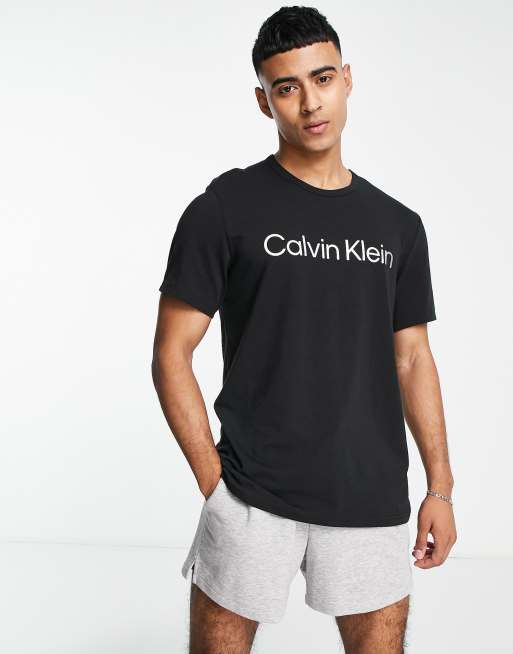 Calvin Klein chest logo lounge t-shirt in black co-ord