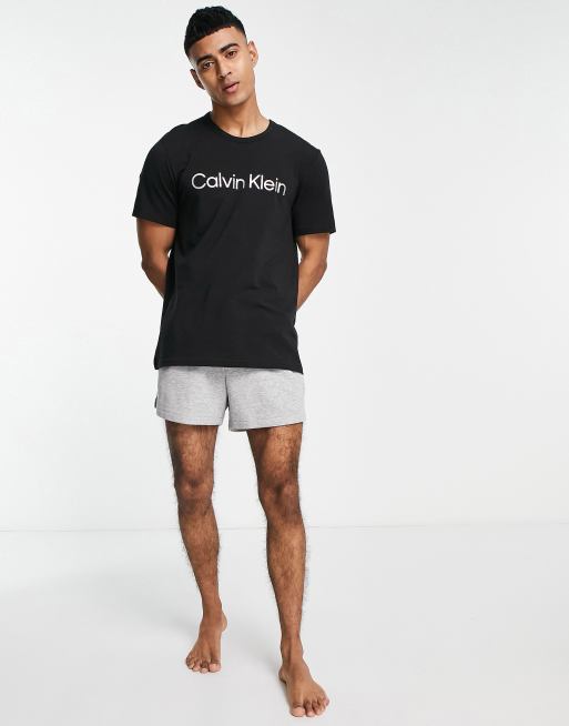 Calvin Klein chest logo lounge t-shirt in black co-ord