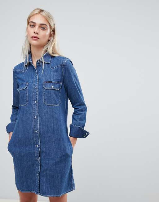 Western denim hot sale shirt dress