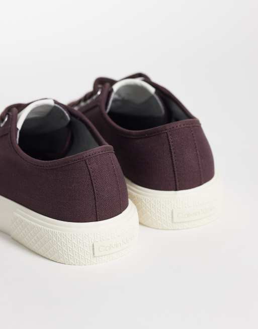 Calvin Klein chunky canvas sneakers in chocolate brown, 4 of 5
