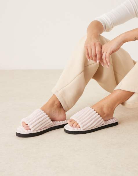 Calvin Klein chunky cord slippers in icey pink - view 1
