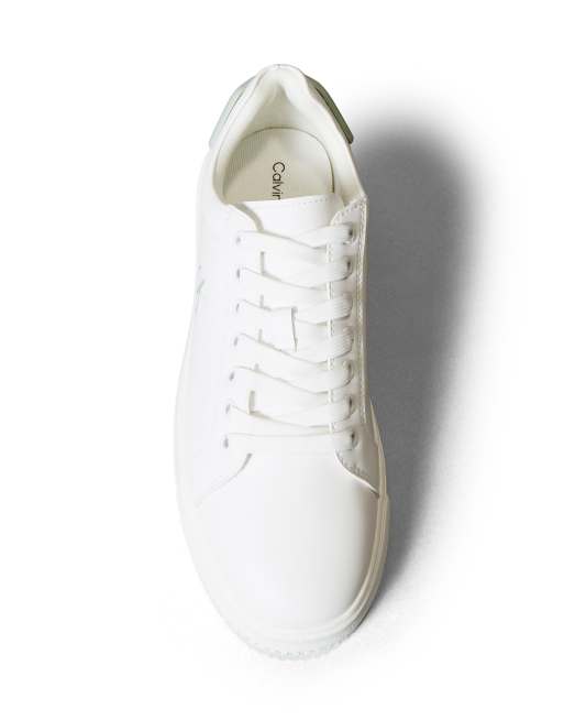 Calvin Klein chunky cupsole sneakers in white and green, 3 of 5