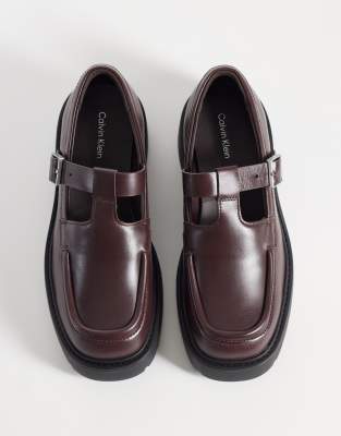  chunky leather loafer in dark brown