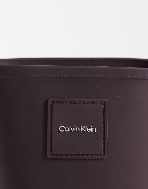 Calvin Klein chunky rain boots in brown, 2 of 4