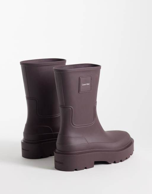 Calvin Klein chunky rain boots in brown, 3 of 4