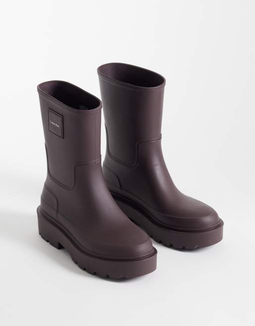 Calvin Klein chunky rain boots in brown, 4 of 4