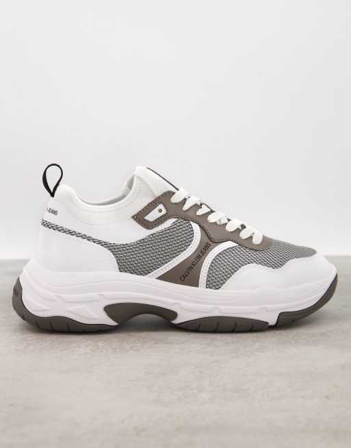 Calvin Klein - Chunky sneakers bianche e marroni multicolore
