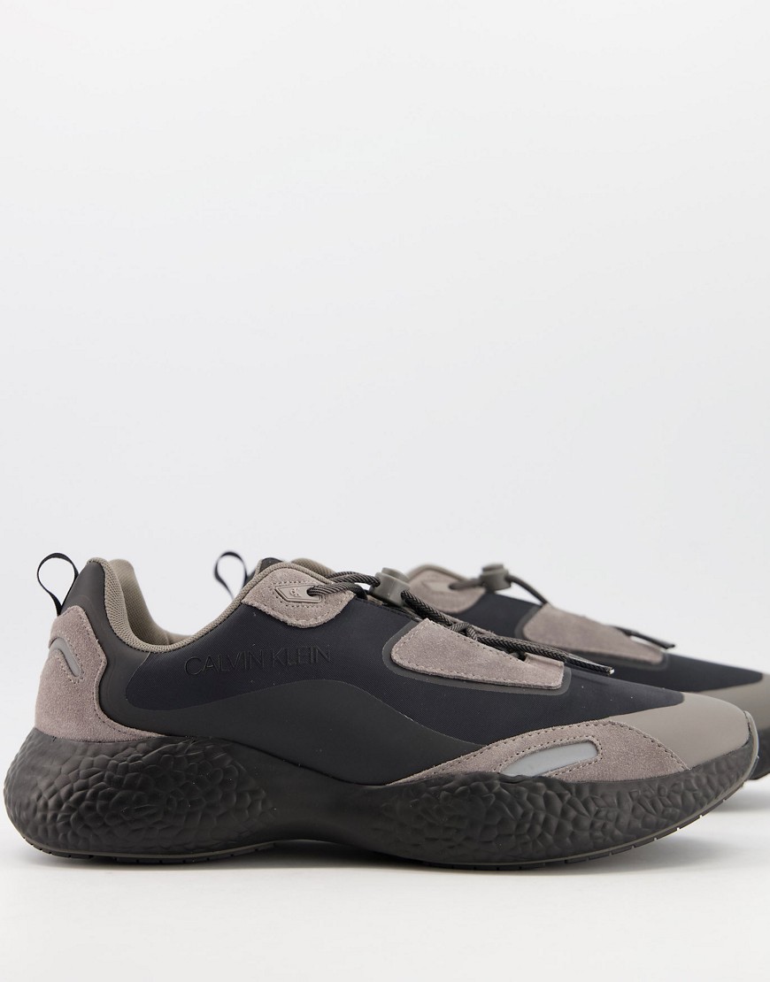 Calvin Klein chunky sneakers in black and brown suede-Multi