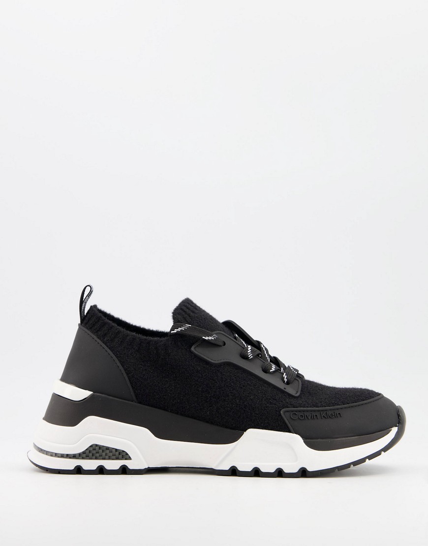 Calvin Klein Chunky Sole Running Sneakers In Black