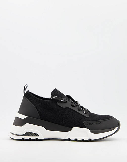 Calvin Klein chunky sole running sneakers in black | ASOS