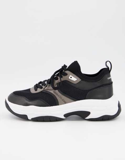 calvin klein chunky trainers black and white