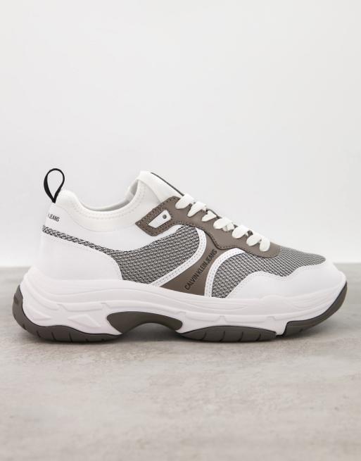 Calvin Klein chunky trainers in white and brown multi | ASOS
