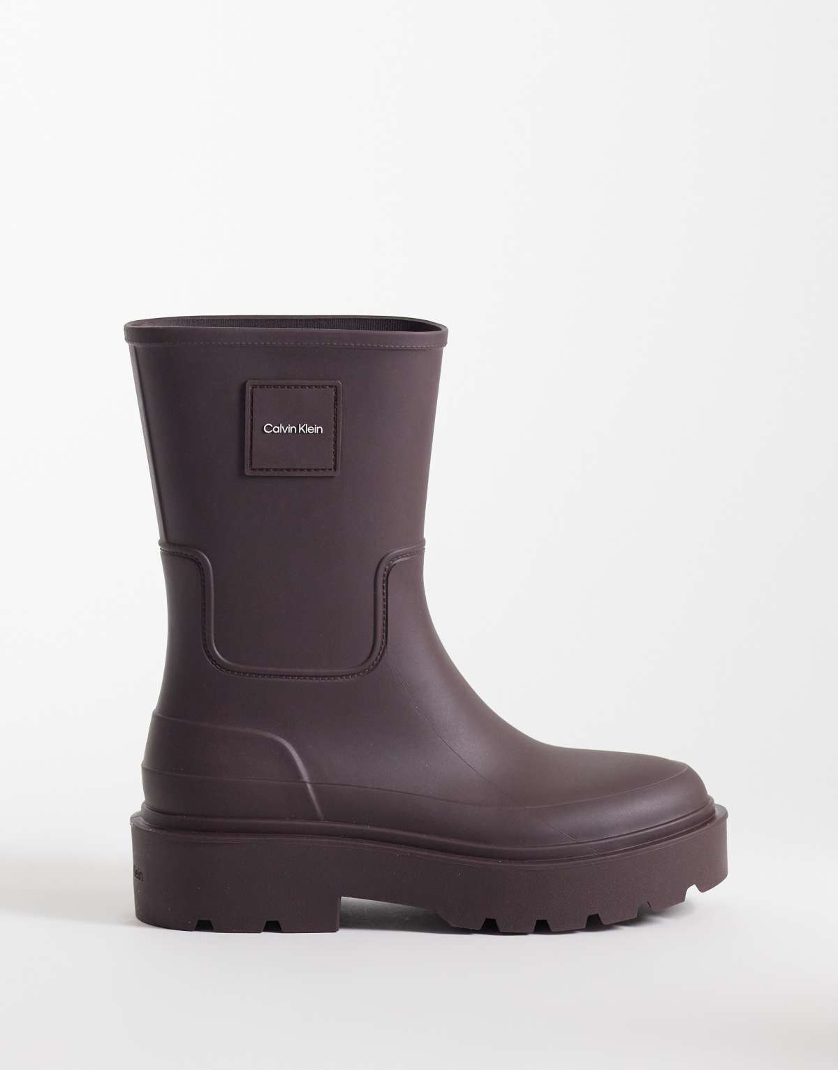 Calvin Klein chunky wellies in burgundy
