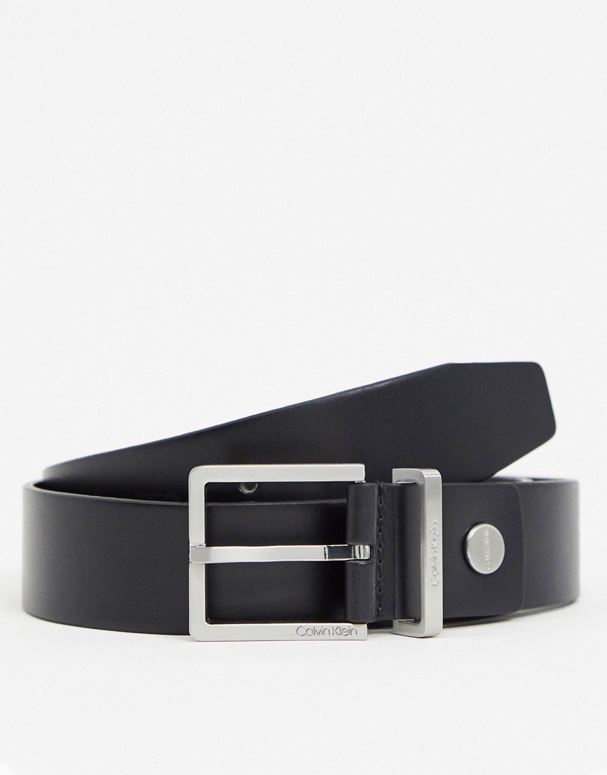 Calvin Klein - Cintura in pelle nera con fibbia-Nero