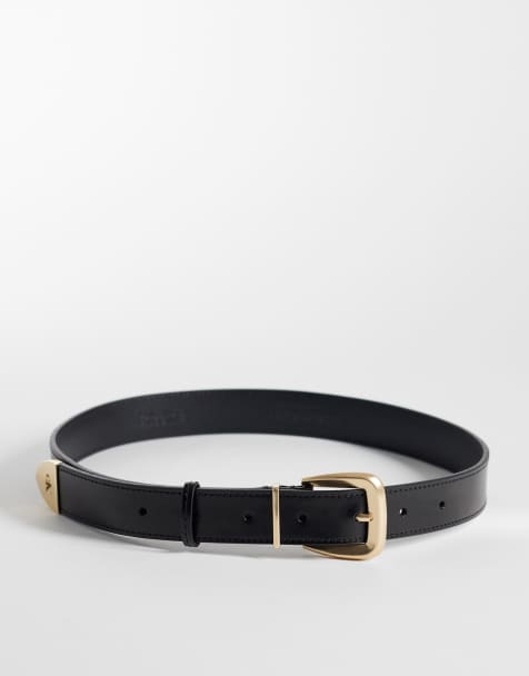 Calvin Klein - Cintura nera con punta dorata 30mm - view 1