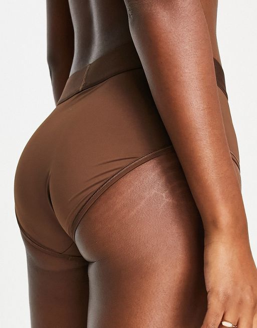 Calvin Klein Circle Of Women microfibre high waist briefs in umber - BROWN