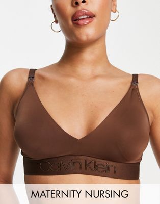 Calvin Klein Circle Of Women microfiber lightly lined nursing bralette in umber - BROWN