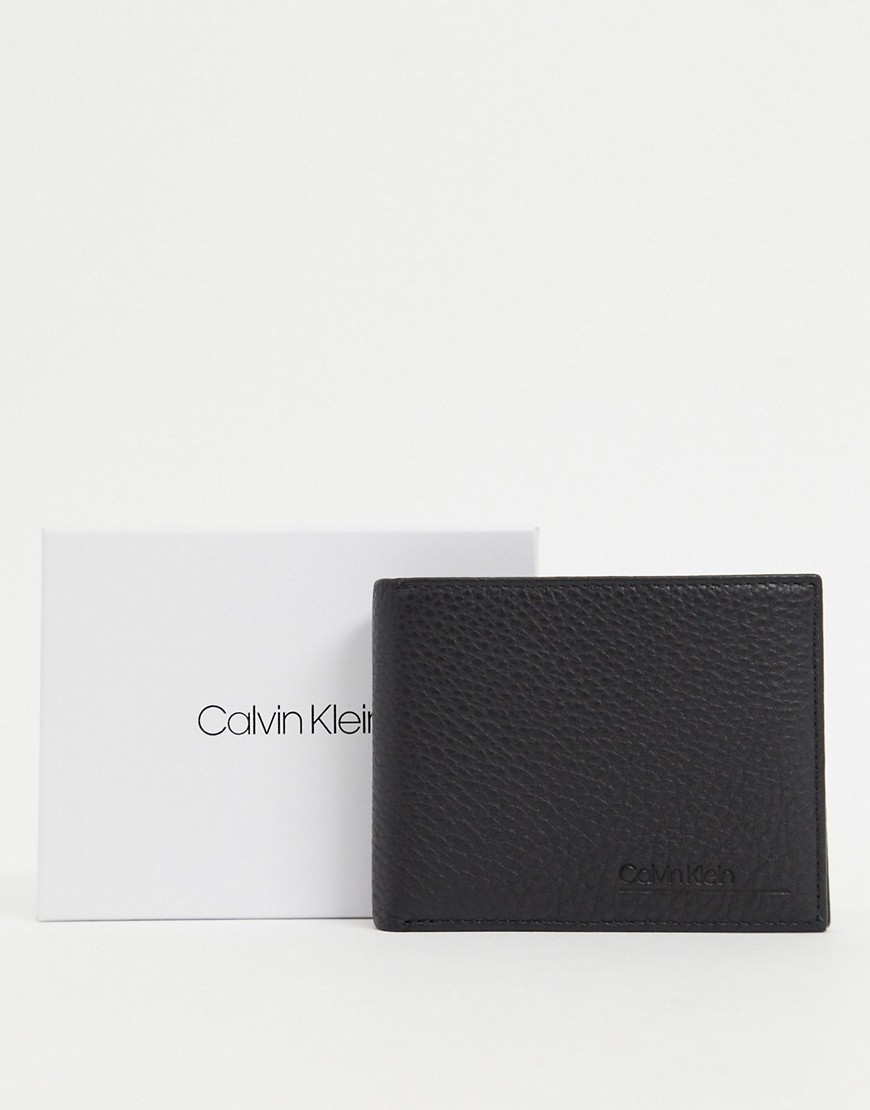 Calvin Klein ck 5cc leather coin billfold wallet-Black