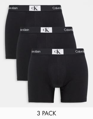 Calvin Klein Ck 96 3 Pack Cotton Briefs In Black In Black