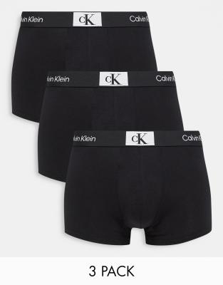  Calvin Klein Men's Underwear CK One Cotton Low Rise Trunks,  Black/Black/Black, S : Clothing, Shoes & Jewelry