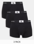 [Calvin Klein] Calvin Klein CK 96 3 pack cotton trunks in black S Black