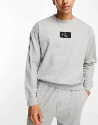 Calvin Klein CK 96 loungewear sweatshirt in grey - ASOS Price Checker