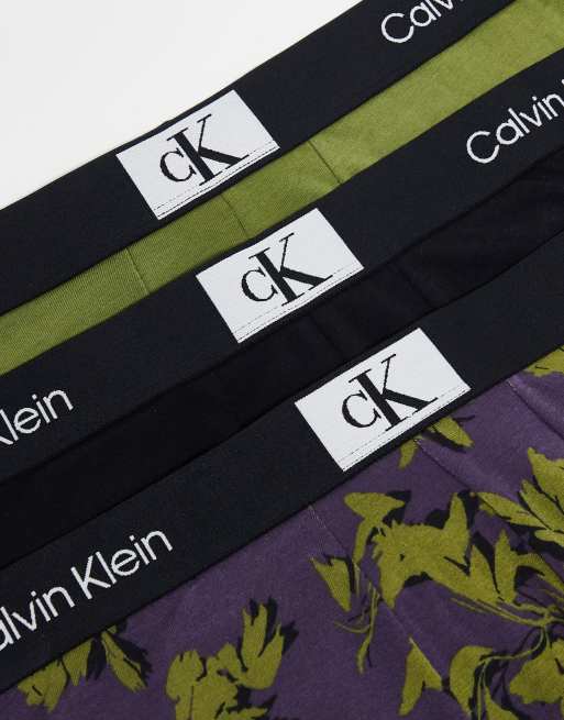 Calvin Klein - CK 96 - Pakke med 3 par boksershorts i sort/grøn/med print, 2 af 4