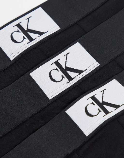 Calvin Klein CK 96 Plus 3 pack cotton trunks in black