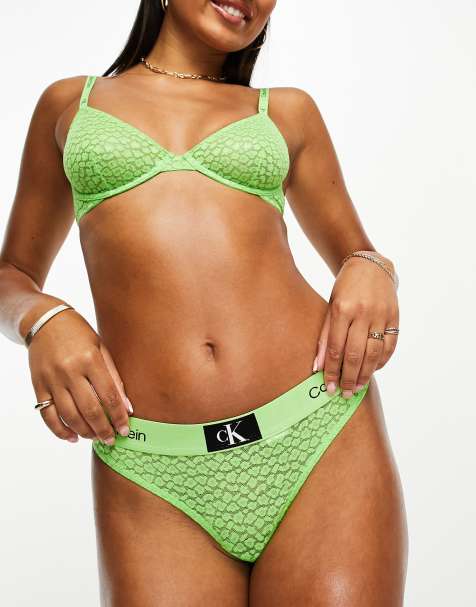 Calvin Klein String moderne en coton pour femme This is Love, Vert aqua. :  : Mode