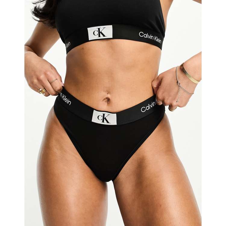 CALVIN KLEIN CK One Micro Black White High Waist Thong Panty