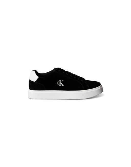 Calvin Klein Ck baseline - suede signature logo trainers in black/bright white, 6 of 6