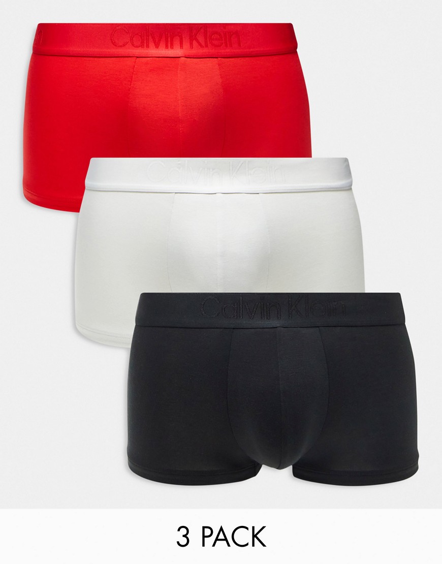 Calvin Klein CK Black 3-pack low rise trunks in black, white and red-Multi