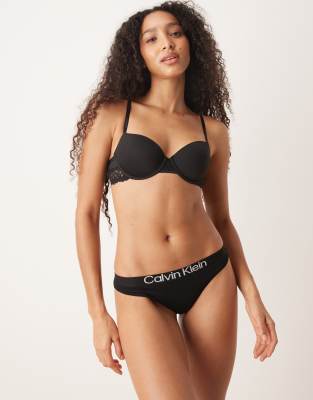 Calvin Klein Ck Cotton Thong In Black