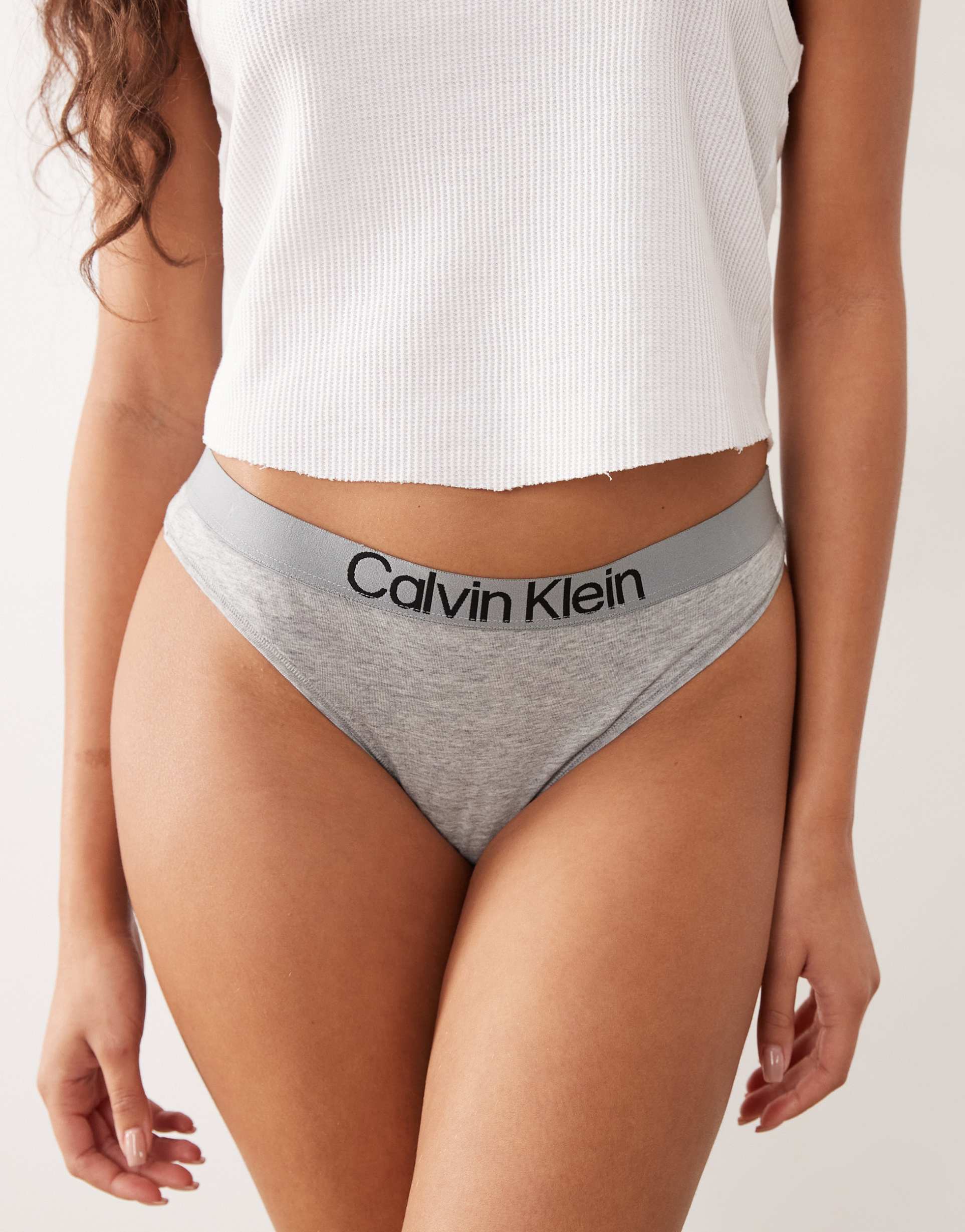 calvin klein ck cotton thong in gray