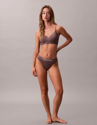 Calvin Klein Ck Cotton Thong In Purple