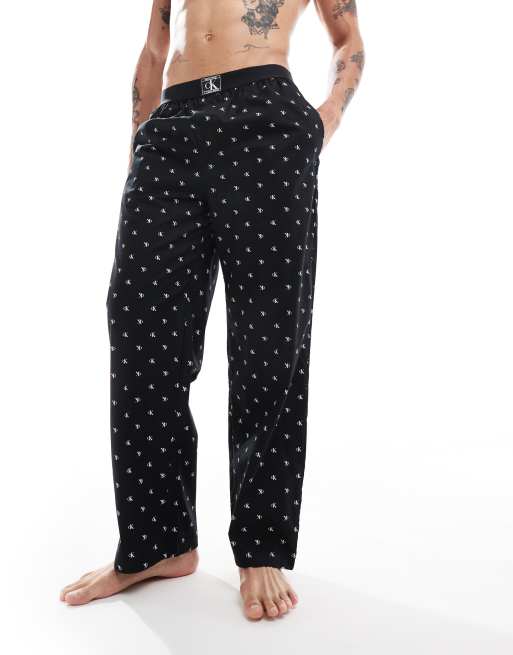 Calvin klein black monogram logo lounge pants hotsell