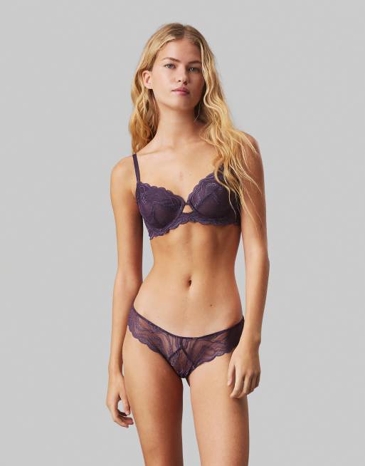 Calvin Klein - CK Instinct - Soutien-gorge corbeille en dentelle transparente - Violet
