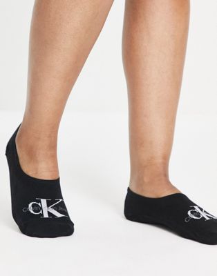 Calvin Klein CK Jeans logo footie socks in black