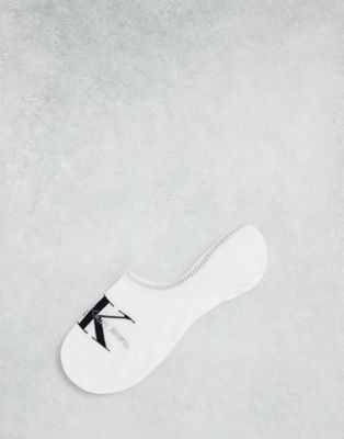 Calvin Klein CK Jeans logo footie socks in white
