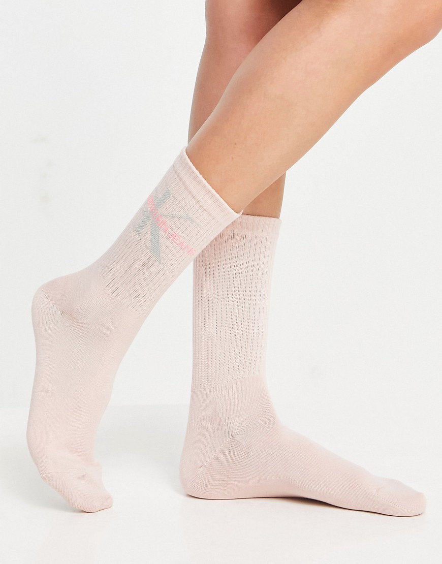 Calvin Klein CK Jeans logo socks in pastel pink