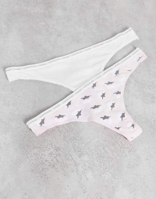 Calvin Klein CK One 2-pack lingerie thong in pink star and white, 4 of 4