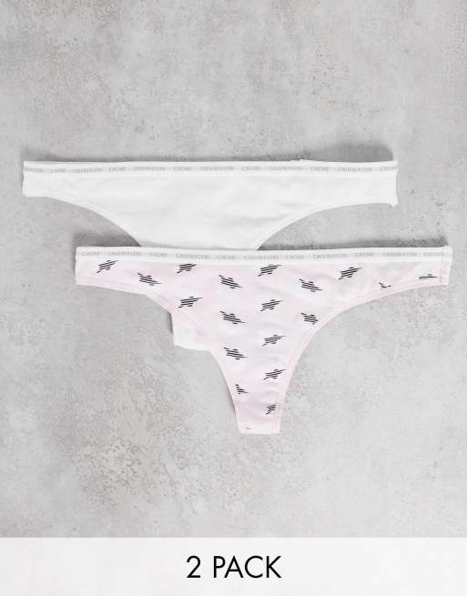 Calvin Klein CK One 2 pack thong in pink star and white
